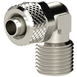 Angle screw-in fitting, L 23 mm, 18 bar, brass, nickel-plated, for hose, 110538