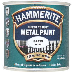 Hammerite 5092881 Direct to Rust Satin Finish Metal Paint White 250ml