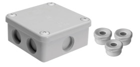 Puszka natynkowa, materiał-bakelit, kolor RAL7035, IP54, 500V, 7 wyjść, 3 dławiki WN16 K85/3WN16