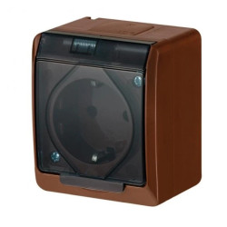 HERMES Gniazdo pojedyncze z/u 2P+Z SCHUKO IP44 brązowe 0324-05