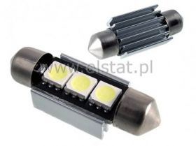 Żarówka sam.3 LED SMD 5050 12V ( rurkowa) biała z