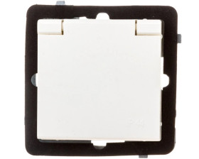 SONATA Gniazdo bryzgoszczelne z/u IP44 klapka ecru GPH-1RZ/m/27/w