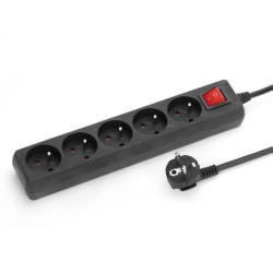 Przedłużacz sieciowy 5 gn. 1,5m z przeł. czarny MT119B-1,5 MONTIS