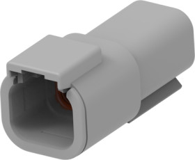 Socket, 4 pole, straight, 2 rows, gray, DTM04-4P
