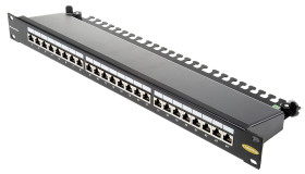 Panel krosowniczy LSA, Cat6Plus, Cat6, 24 portów, RJ45, STP, 1U, Czarny