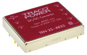 Przetwornica izolowana DC-DC, 25 W, 30 W, Uwe 36 → 75 V DC, Uwy ±12V dc, Iwy ±1.25A, TRACOPOWER