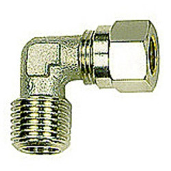 Angle screw-in fitting, L 24 mm, 60 bar, brass, nickel-plated, for pipe systems, 112011