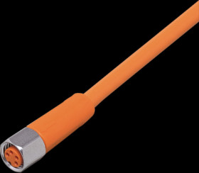 Sensor actuator cable, M8 cable socket, straight, A to open end, 4 pole, 10 m, PVC, orange, 3 A, EVT136