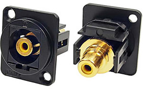 Gniazdo RCA Montaż na panelu Żeński, styki pozłacane 2A RS PRO
