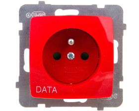 KARO Gniazdo pojedyncze z/u DATA z przesłonami czerwone GP-1SZDP/m/00