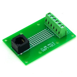 CZH-LABS RJ11/RJ12 6P6C Vertical Jack Breakout Board, Terminal Block Connector.