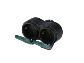 VT-1102-2 Rozgałęźnik IP44 2 gniazda 16A czarny+zielony 8812 V-TAC