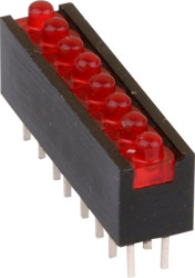 Signal light, red, 5 mcd, pitch 2.54 mm, LED number: 8, Z.2080R