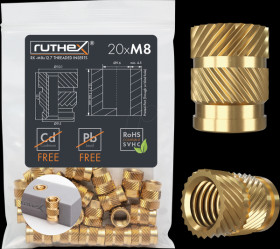 GE-M8X127-001 3D printing, threaded inserts, M8x12.7, pack of 20