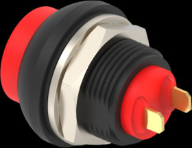 Pushbutton, 1 pole, red, unlit , 0.12 A/125 VAC, 0.2 A/50 VDC, 13.6 mm, IP68, 2-2329328-2