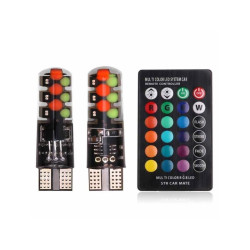 Dioda LED T10 12V 2W RGB +Pilot W5W Kpl. 2szt, silikon