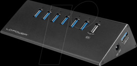 LC-HUB-ALU-2B-7 USB 3.0 hub, 6+1 port, black, including power supply unit