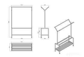 Wieszak do suszenia ubrań do stref czystych Reeco 1200x450x1800mm