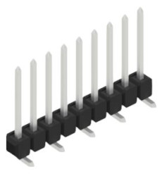 Pin header, 9 pole, pitch 2.54 mm, angled, black, 10047741