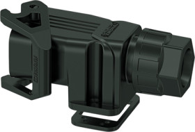 Surface mount housing, size COM, PA, 1 x M25, angled, longitudinal bow locking, IP66, 1079393