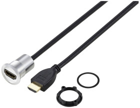 TRU COMPONENTS TC-11980456 Gniazdo adaptera panelu HDMI 2.0 złącze żeńskie HDMI złącze męskie HDMI srebrny Ilość styków:
