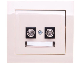 KIER Gniazdo antenowe podwójne typu F beżowe GPA-2WF/01