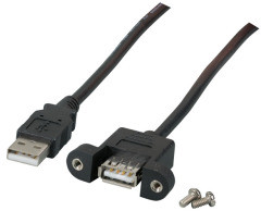USB 2.0 cable for front panel mounting, USB plug type A to USB panel socket type A, 0.5 m, black, K5291SW.0,5V2