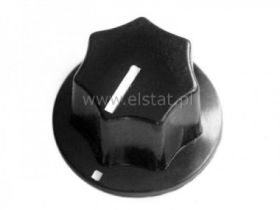 Gałka czarna ze znacznikiem oś=6mm; H=17mm