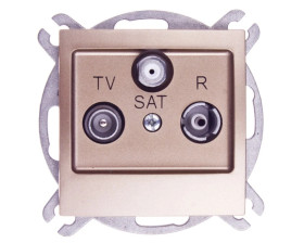 IMPRESJA Gniazdo antenowe RTV-SAT przelotowe złoty metalik GPA-YSP/m/28