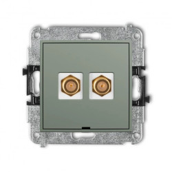 MINI Mechanizm gniazda antenowego podwójnego typu F (SAT) pozłacany, bez pola opisowego szałwiowy 61MGFBO-2.1