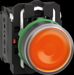 XB5AW35B5 Illuminated pushbutton, Harmony XB5, plastic, orange, 22 mm, 1 N