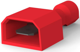 Insulated flat plug sleeve, 4.75 x 0.51 mm, 0.32 to 0.82 mm², AWG 22 to 18, brass, tin-plated, red, 2-521102-2