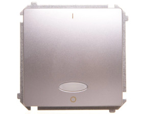 Simon Basic Łącznik dwubiegunowy z podświetleniem 10AX 250V, szybkozłącza, srebrny mat BMW2L.01/43