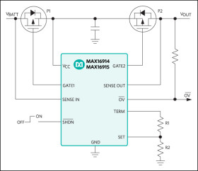 Ideal Diode, Reverse-Battery, and Overvoltage Protection Switch/Limiter Controllers with External MOSFETs
