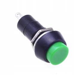 10mm 2-pin 3A ON-OFF Button Switch, Round, Green