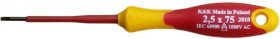 Wkrętak płaski izolowany 1000V 2,5x75 Narzędzia dla elektryka Śrubokręt płaski izolowany 1000V 2,5x75 do pracy pod napięciem