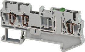 Knife disconnect terminal block, 3 pole, 0.8-4.0 mm², clamping points: 2, gray, spring balancer connection, 20 A, NSYTRR23SC