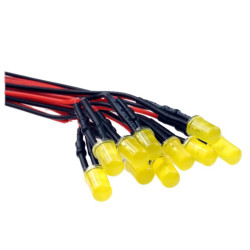 Dioda LED 5mm 12V żółta dyfuzyjna 200mcd 22mA z przewodem 20cm / 2352 rs