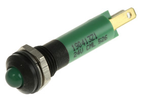 Lampka kontrolna do montażu panelowego 24V, zielona 8mm LED Czarny Końcówka lutownicza CML Innovative Technologies