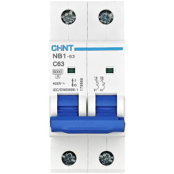 Chint 179668 NB1-63 Circuit Breaker 63A 2P 6kA 240/415V IEC 60947-2