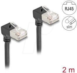 80300 Cat.6a patch cable, S/FTP, bottom / bottom angled, 2 m