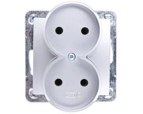 IMPRESJA Gniazdo podwójne b/u srebrne GP-2YR/m/18