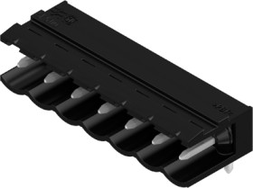 Pin header, 7 pole, pitch 5 mm, angled, black, 1410510000