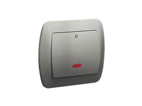 AKORD Wyłącznik 2-biegunowy podświetlany aluminiowy metalik AW2L/26 KONTAKT SIMON