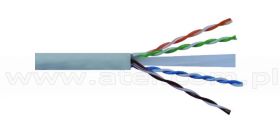 Kabel UTP, skrętka, kat6, wewnętrzny, szary, LSOH/LSZH, 4x2x24 AWG, 305m, linka