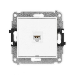 MINI Mechanizm gniazda komputerowego pojedynczego 1xRJ45, kat. 6A, 8-stykowy, bez pola opisowego biały mat 25MGKBO-7