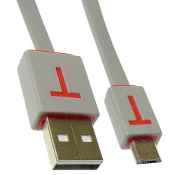 Kabel USB/MicroUSB 2.0 Szary 1m 2.4A płaski slim NEPOWER