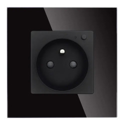 Gniazdko elektryczne z watomierzem - sterowanie ZigBee - szklana ramka - czarne - Tawoia Smart Home