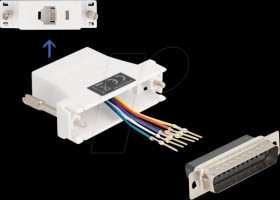 67093 Adapter D-Sub 25 Pin plug > RJ12 jack Mounting kit, white