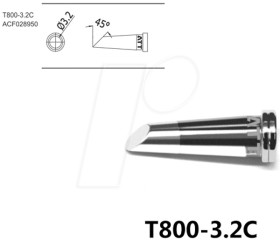 T800-3.2C Soldering tip, 3.2 mm, 45° bevelled, straight